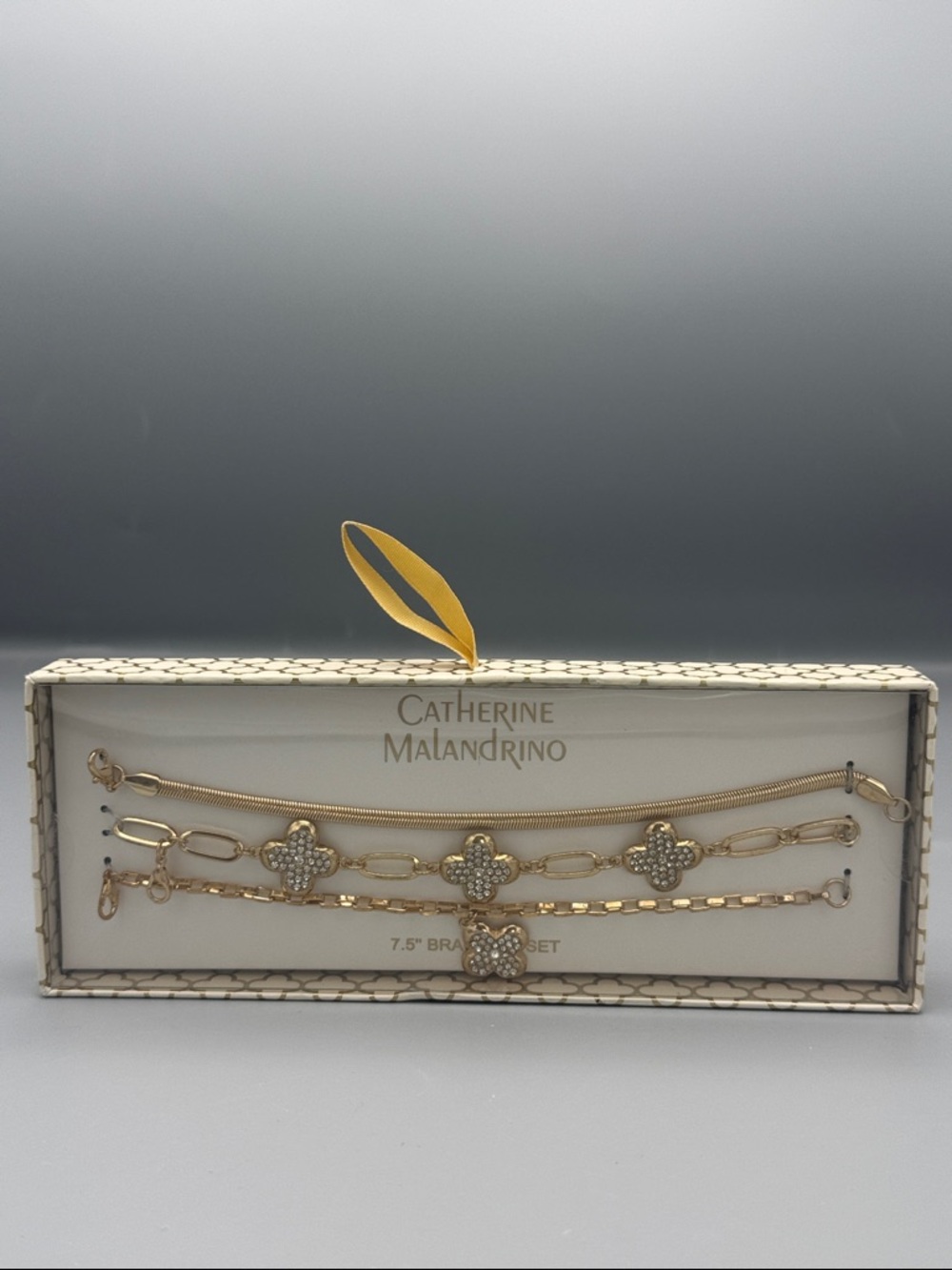 Catherine Malandrino Gold Crystal Clover Multi-Strand Bracelet Set
